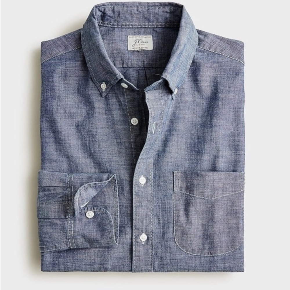 J. Crew, Slim Organic cotton chambray shirt in one-year wash